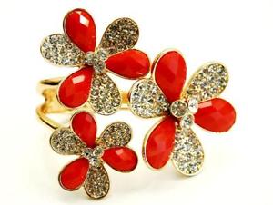 【送料無料】ブレスレット　アクセサリ―　エナメルクリスタルフラワーレディースファッションブレスレットred enamel amp; crystal flower ladies fashion bracelet