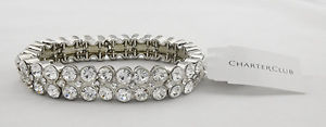 【送料無料】ブレスレット　アクセサリ―　チャータークラブビーズブレスレットクリアストレッチドルタグcharter club clear beaded stretch bracelet msrp 4450 * with tag*
