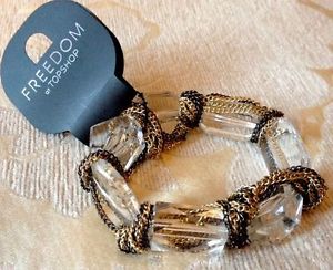 【送料無料】ブレスレット　アクセサリ―　チェーンビーズブレスレットtopshop chain and bead stretchy elastic bracelet
