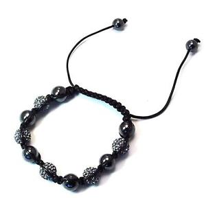 【送料無料】ブレスレット　アクセサリ―　ヘマタイトグレークリスタルディスコボールアジャスタブルブレスレットtoc treated hematite amp; grey crystal disco ball adjustable bracelet