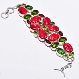 【送料無料】ブレスレット　アクセサリ―　ターコイズペリドットブレスレットturquoise,peridot gemstone ethnic jewelry handmade bracelet 65 gms rbb191