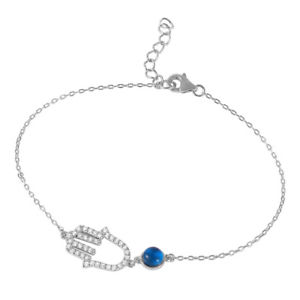 【送料無料】ブレスレット　アクセサリ―　ブレスレットsterling silver charm bracelet w cz stones hamsa hand amp; evil eye charm