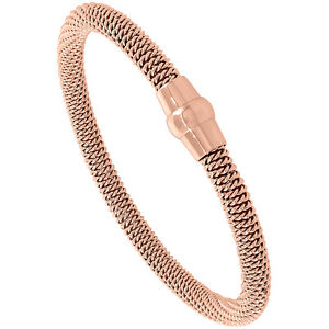 【送料無料】ブレスレット アクセサリ― ステンレススチールメッシュクラスプブレスレットローズゴールドメッキstainless steel mesh magnetic clasp flexible bracelet, rose gold plated