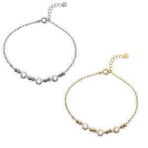 【送料無料】ブレスレット アクセサリ― スターリングシルバービーズリンクブレスレットsterling silver 3 cz stones beaded link bracelet