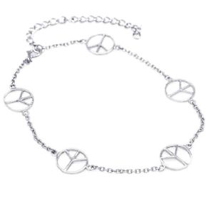 【送料無料】ブレスレット　アクセサリ―　スターリングシルバーピースサインブレスレットsterling silver multiply peace sign charms bracelet