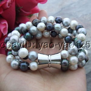 【送料無料】ブレスレット　アクセサリ―　ストランドマルチカラーパールブレスレットs092814 8 4strands 910mm round multi color pearl bracelet