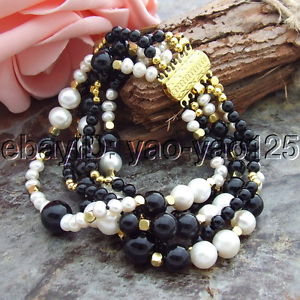 【送料無料】ブレスレット　アクセサリ―　ホワイトパールオニキスブレスレットh070413 8 5 strands white pearl onyx bracelet