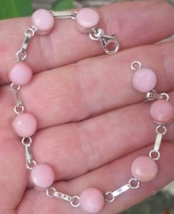 【送料無料】ブレスレット　アクセサリ―　ラウンドピンクコンクスターリングシルバーブレスレットround pink conch 925 sterling silver bracelet ac4