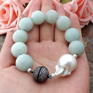 【送料無料】ブレスレット　アクセサリ―　ホワイトパールブレスレットge070910 8 16mm amazonitewhite keshi pearl bracelet