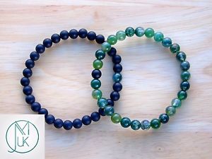 【送料無料】ブレスレット　アクセサリ―　カップルシマメノウブレスレットゴム78couple moss agatefrost onyx natural gemstone bracelet beaded 78 elasticated