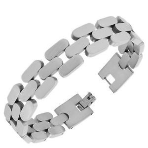 【送料無料】ブレスレット　アクセサリ―　ステンレススチールリンククラスプチェーンメンズブレスレットstainless steel silvertone link chain mens bracelet with clasp