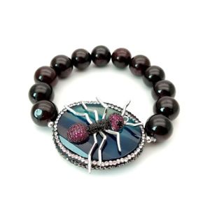 【送料無料】ブレスレット　アクセサリ―　8 12mmブレスレットczコネクター8 12mm garnet stretch bracelet oval agate cz insect connector