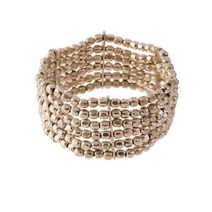 【送料無料】ブレスレット　アクセサリ―　81stgeneration3cmストレッチブレスレット81stgeneration brass silver tone small bead 3 cm stretch adjustable bracelet