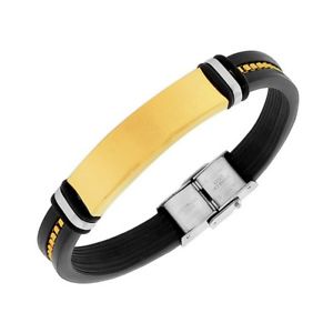 【送料無料】ブレスレット　アクセサリ―　ステンレスゴムイェローゴールドチェーンmensブレスレット
