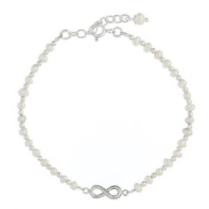 【送料無料】ブレスレット　アクセサリ―　スターリングインフィニティsilver charm bracelet freshwater pearl and sterling silver infinity handcrafted