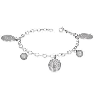【送料無料】ブレスレット アクセサリ― ステンレスメアリーマザーチェーンブレスレットstainless steel silvertone religious mother mary adjustable chain bracelet