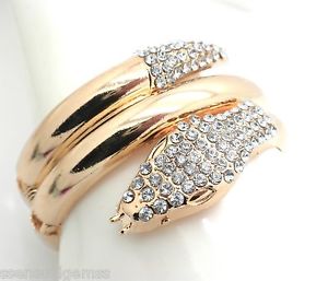【送料無料】ブレスレット　アクセサリ―　スネークブレスレットカフクリスタルヒンジ snake bracelet women cuff gold plated crystal hinge