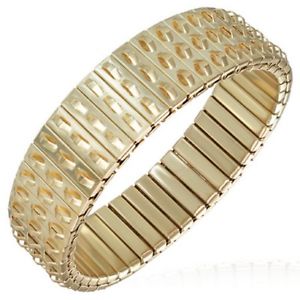【送料無料】ブレスレット　アクセサリ―　ステンレスイェローゴールドwomensブレスレットstainless steel yellow goldtone stretch adjustable womens bracelet