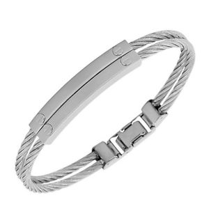 【送料無料】ブレスレット アクセサリ― ステンレススチールツイストケーブルロープブレスレットedforce stainless steel silvertone twisted cable rope bracelet