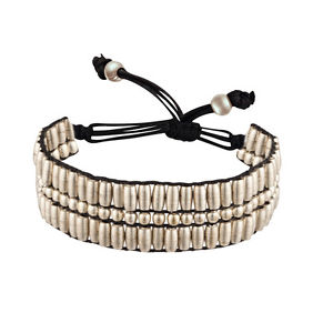 【送料無料】ブレスレット　アクセサリ―　シルバートーンチューブビーズアジャスタブルブレスレット81stgeneration brass silver tone tube oval small bead adjustable 2 cm bracelet