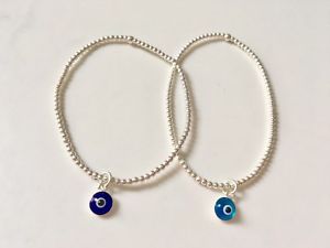【送料無料】ブレスレット　アクセサリ―　925 ギリシャmati nazarブレスレットボールスターリング925 sterling silver round blue evil eye greek mati nazar charm bracelet balls