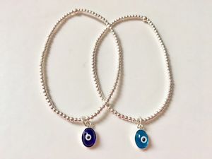 【送料無料】ブレスレット　アクセサリ―　スターリングシルバーギリシャナザルブレスレットボール925 sterling silver oval blue evil eye greek mati nazar charm bracelet balls