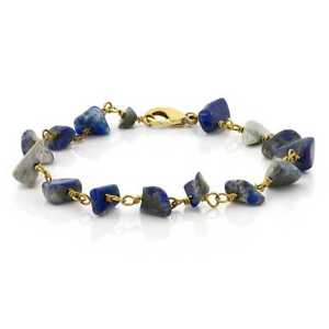 【送料無料】ブレスレット　アクセサリ―　ハンドメイドラピスチップブレスレットhandmade natural lapis stone chip bracelet
