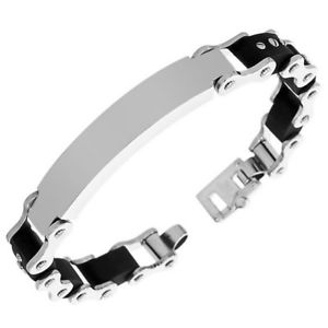 【送料無料】ブレスレット　アクセサリ―　ステンレススチールゴムメンズバイクリンクチェーンブレスレット