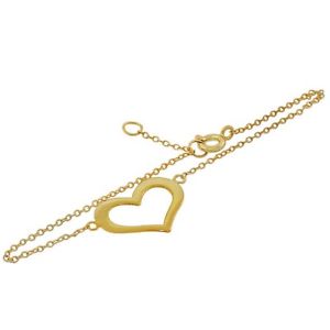 【送料無料】ブレスレット　アクセサリ―　スターリングシルバーイエローゴールドメッキチェーンブレスレットsterling silver yellow gold plated love heart polished classic chain bracelet