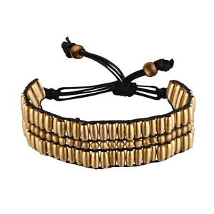 【送料無料】ブレスレット　アクセサリ―　ゴールドトーンチューブビーズアジャスタブルブレスレット81stgeneration brass gold tone tube oval small bead adjustable 2 cm bracelet