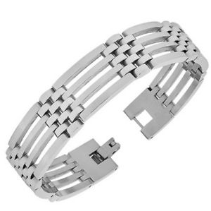 【送料無料】ブレスレット　アクセサリ―　ステンレススチールリンククラスプチェーンメンズブレスレットstainless steel silvertone link chain mens bracelet with clasp 13,485円