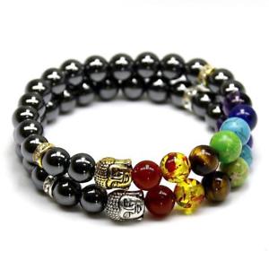 【送料無料】ブレスレット　アクセサリ―　ヘマタイトオニキスチャクラブレスレットhematite and onyx chakra bracelet