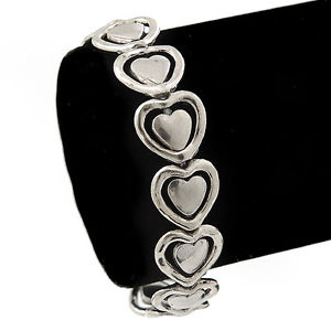 【送料無料】ブレスレット　アクセサリ―　ヴィンテージメッキブレスレット 19cmvintage heart flex bracelet in silver plating up to 19cm length