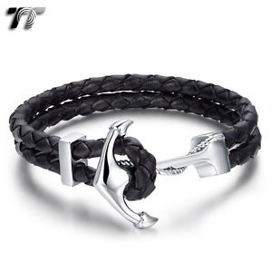 【送料無料】ブレスレット　アクセサリ―　ステンレススチールアンカーブレスレットtt leather 316l stainless steel anchors bracelet br227