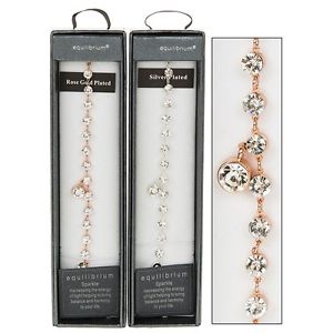 【送料無料】ブレスレット　アクセサリ―　チャームブレスレットequilibrium silver plated or rose gold plated crystal round charm bracelet