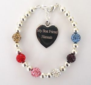 【送料無料】ブレスレット アクセサリ― ミックスカラークリスタルレディースボックスパーソナライズブレスレットmixed colour crystal ladies girls friends engraved personalised bracelet in box