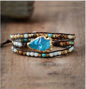 【送料無料】ブレスレット　アクセサリ―　ラップブレスレットクオーツブレスレットwrap bracelets natural stones arrowhead quartz charm 3 times friendship bracelet