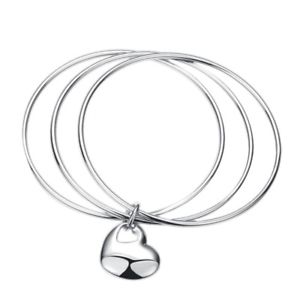 【送料無料】ブレスレット　アクセサリ―　ソリッドシルバーメッキダブルハートチェーンブレスレット10xsolid silver plated double heart chain bracelet z1r2