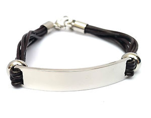 【送料無料】ブレスレット　アクセサリ―　メンズアイデンティティボックスブレスレットmens leather identity engraved personalised bracelet with gift box