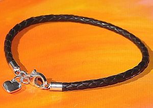 【送料無料】ブレスレット　アクセサリ―　ライムベイアートスターリングシルバーハートチャームブレスレット listingladies 3mm brown leather amp; sterling silver heart charm bracelet by lyme bay art