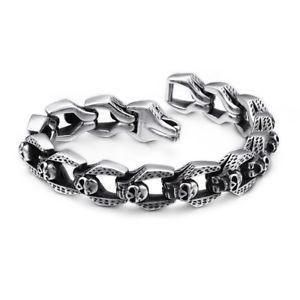 【送料無料】ブレスレット　アクセサリ―　クリスマスプレゼントメンズバイカーステンレススカルチェーンブレスレットxmas gifts mens biker stainless steel casting skull link chain bracelet 866
