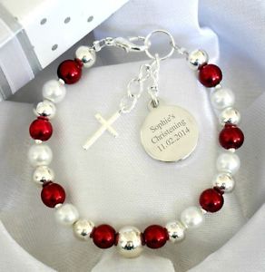 【送料無料】ブレスレット　アクセサリ―　1ブレスレットpersonalised christening day first holy communion engraved round charm bracelet