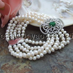 【送料無料】ブレスレット　アクセサリ―　ストランドホワイトパールペンダントブレスレットh080813 8 5 strands white pearl cz pendant bracelet