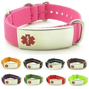 【送料無料】ブレスレット　アクセサリ―　idtaggedナイロンidブレスレットステンレスタグidtagged adjustable nylon medical alert id bracelet polished stainless steel tag