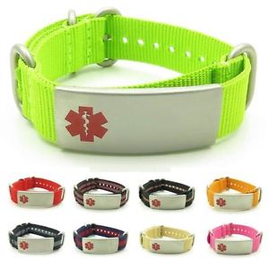 【送料無料】ブレスレット　アクセサリ―　ナイロンステンレスタグブレスレットidtagged adjustable nylon medical alert id bracelet with stainless steel tag