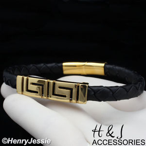 【送料無料】ブレスレット　アクセサリ―　825menステンレスブラックギリシャbracelet*gb91