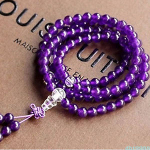 【送料無料】ブレスレット　アクセサリ―　108ブレスレットnatural purple chalcedony 108 buddhism bead bracelet