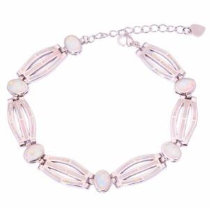 【送料無料】ブレスレット　アクセサリ―　チェーンブレスレットos414ホワイトファイアーオパールluxury white fire opal silver for women jewelry gemstone chain bracelet os414