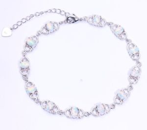 【送料無料】ブレスレット　アクセサリ―　チェーンブレスレットos440ファイアーオパールdelicate white fire opal silver for women jewelry gemstone chain bracelet os440