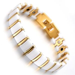 【送料無料】ブレスレット　アクセサリ―　タングステンブレスレットwomen gold tungsten ceramic magnetic therapy bracelet for arthritis pain relief